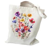 HUFFA Bolsa de Lona con Estampado de Flores Silvestres Bohemias y gráficos Retro: Bolsa Reutilizable for Mujer, Bolsos y Carteras Elegantes.(Color12)