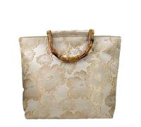 HUFFA Bolso de bambú jacquard de gran capacidad - Tote retro de estilo chino con diseño de Cheongsam y la dinastía Han(Peachgold)