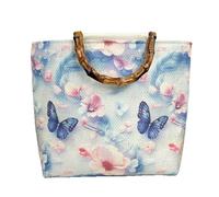 HUFFA Bolso de mano retro de bambú jacquard de estilo chino - Cartera de gran capacidad de la dinastía Han con diseño Cheongsam(Bigblue)