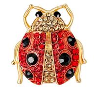 HUFFA Broche de mariquita de diamantes: broche de aleación retro de color rojo for accesorios de ropa y bolsos