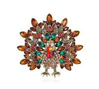 HUFFA Broche de pavo con diamantes de imitación de Acción de Gracias, pin de animal divertido grande, insignia de pavo real personalizada for celebraciones navideñas(Rojo)