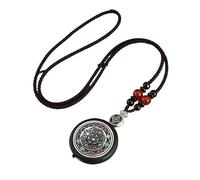 HUFFA Colgante de Collar y Cadena Larga de Thangka de ébano Hecho a Mano - Accesorios de joyería Vintage nepalí(EightTreasures)