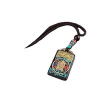 HUFFA Colgante exótico de ébano Thangka nepalí: Carta Retro del Dios de la Riqueza con un Estilo único(Ebonysixword)