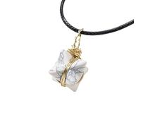 HUFFA Collar con Colgante de Estrella de Seis Puntas de Merkaba de Cristal Natural | Joyería de Piedras Preciosas Tejida a Mano for sanación Espiritual(WhitePinestone)