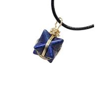 HUFFA Collar con Colgante de Estrella de Seis Puntas de Merkaba de Cristal Natural | Joyería de Piedras Preciosas Tejida a Mano for sanación Espiritual(LapisLapis)
