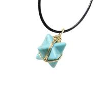 HUFFA Collar con Colgante de Estrella de Seis Puntas de Merkaba de Cristal Natural | Joyería de Piedras Preciosas Tejida a Mano for sanación Espiritual(ShallowPinestone)