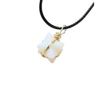 HUFFA Collar con Colgante de Estrella de Seis Puntas de Merkaba de Cristal Natural | Joyería de Piedras Preciosas Tejida a Mano for sanación Espiritual(Opal)