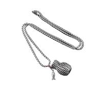 HUFFA Collar de Cadena Larga con Colgante de Hebilla Vintage Amarillo for Hombre y Mujer(Fishbaskettitaniu)