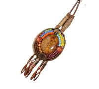 HUFFA Collar de Cuero Vintage Tejido a Mano de Estilo étnico Bohemio for Mujer: Accesorio de Moda único.(LongTassel)