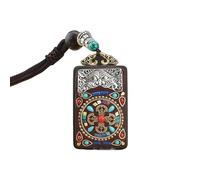 HUFFA Collar de ébano con diseño de Dios Elefante Thangka - Cadena de suéter Unisex de Estilo exótico(CrossDiamond)