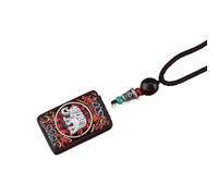 HUFFA Collar étnico Hecho a Mano con el Dios Elefante Thangka | Cadena de suéter con Colgante de ébano único y diseño Bagua(AuspiciousElephant)