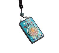 HUFFA Collar étnico Hecho a Mano con el Dios Elefante Thangka | Cadena de suéter con Colgante de ébano único y diseño Bagua(HuangCaishenTangka)