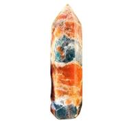 HUFFA Columna de Cristal simbiótico de Sol de Oro de fosforita Azul Natural - Adorno de Piedra cruda de Prisma Hexagonal Pulido(7-8cm/70g)