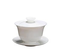 HUFFA Juego de cuencos de té de cerámica blanca pura, cubierta de tres tapas de jade con grasa de oveja for la ceremonia del té de Kung Fu(Generalcoveredbowl)