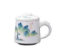 HUFFA Juego de té de tres piezas de porcelana de jade y piel de oveja | Taza de té personal for conferencias de oficina(Color6)