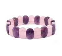 HUFFA Pulsera de ágata Ovalada Natural for Mujer - Pulsera de Cuentas de Cristal de Forma Irregular con cordón elástico(Color7)