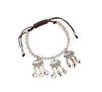 HUFFA Pulsera de campana de bloqueo de larga duración de estilo étnico vintage hecha a mano - Joyería de cuerda de mano de plata oculta(Color1)