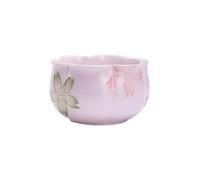 HUFFA Taza de té de cerámica con flor de cerezo rosa quemada pintada a mano, elegante juego de degustación de té con boca de flor for mujer