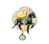 HUFFA Year of the Horse Refrigerator Magnet - Metal Embossed Magnetic Sticker for New Year Decoration(green)
