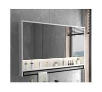 HUFIREHU Armario con Espejo para BañO,Armario De BañO con Espejo con IluminacióN Led,Reloj Y Pantalla De Temperatura, con Barra De Toalla, Interruptor TáCtil(Standard White,110cm/43.3in)