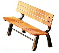 HUFIREHU Banco Madera Exterior con Respaldo, Banco de Jardín Patas de Aluminio Fundido, Apto para Jardines, Patios y Espacios Públicos(Natural,150x40x70cm/59x16x28in)