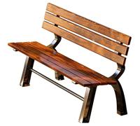 HUFIREHU Banco Madera Exterior con Respaldo, Banco de Jardín Patas de Aluminio Fundido, Apto para Jardines, Patios y Espacios Públicos(Brown,150x40x70cm/59x16x28in)