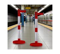 HUFIREHU Barrera De Control De Multitudes,Postes Con CinturóN RetráCtil,Ideal Para Conciertos, Exposiciones, Hoteles, Cines Y Otros Espacios.(Red+white,2M/6.5FT)