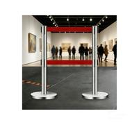 HUFIREHU Barrera De Control De Multitudes,Postes Con CinturóN RetráCtil,Se Utiliza Para Control De Multitudes, Aislamiento, SeparacióN Y GestióN De Colas(Silver B,2M/6.5FT)