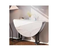HUFIREHU Mesa Extensible De Hoja CaíDa Mesa De Cocina Plegable con Ruedas Comedor MultifuncióN De Hoja Abatible for Oficina En Casa, CafeteríA Y Restaurante(White A,130cm)