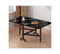 HUFIREHU Mesa Extensible De Hoja CaíDa Mesa De Comedor Plegable con Ruedas Comedor MultifuncióN De Hoja Abatible para Oficina En Casa, CafeteríA Y Restaurante(Black Marble B,130 * 80 * 75CM)