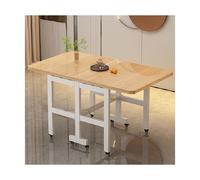 HUFIREHU Mesa Mariposa Extensible Mesa De Comedor Plegable con Ruedas Comedor MultifuncióN De Hoja Abatible para Oficina En Casa, CafeteríA Y Restaurante(Wood Color,130 * 80 * 75cm)