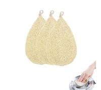 Hufopik Paquete de 3 esponjas naturales de lufa, esponjas biodegradables de celulosa para cocina, baño, hogar, doble cara, reutilizables, limpieza antiarañazos