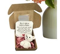 Hug Bear - de oso con tarjeta de ficha de bolsillo, mini recuerdo hecho a mano para hombres, mujeres, adultos, niños, buena suerte, cuidado, amigo, mostrar apoyo, compartir felicidad