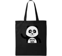 Hug Me Cute Panda Bear - Bolsa de algodón ecológico natural, color negro, Black, Talla única