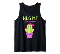 Hug Me I'm Awesome Cute Cactus Cute Quote Camiseta sin Mangas