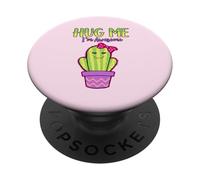 Hug Me I'm Awesome Cute Cactus Cute Quote PopSockets PopGrip Adhesivo