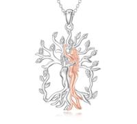 Hug Paar Halskette für Frauen 925 Sterling Silber Baum des Leben Abramungsanhänger mit Labor gezeicheten Diamantschmuck Geschenke für Frau Freundin
