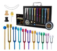 Hugbow 10 tenedores de afinación de chakras para curación, horquillas de afinación con peso multicolor, horquillas de afinación de aleación de aluminio con activador y pies (126,22-432 Hz) para