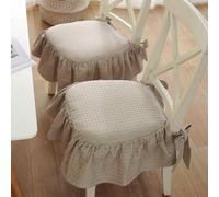 HUGDSB 2 Cojines de algodón con Volantes y Lazos for Silla, Antideslizantes y Suaves for Interior, Aptos for sillas de Comedor de Madera.(Brown)