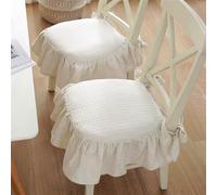 HUGDSB 2 Pcs Cojín de Asiento de algodón con Lazos y Falda con Volantes rellena de algodón, Funda for Silla de Comedor Suave Antideslizante for Interiores, Adecuada for sillas de Comedor de Madera