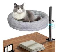 HUGDSB Cama de Escritorio for Gatos, Nido for Gatos con rotación de 360° y Altura Ajustable, Cama elevada Suave y cómoda for Gatos de Interior, Mascotas, Oficina en casa