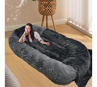 HUGDSB Cama Gigante de Espuma viscoelástica for Perros, Suave y cómoda, con Bolsillo de Almacenamiento, ortopédica y mullida de Piel sintética.(Dark Gray)