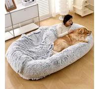 HUGDSB Cama Gigante for Perros, mullida y de tamaño Humano, Ideal for Personas Adultas, con tapete de Espuma de Soporte y Forro Impermeable.(Gray)