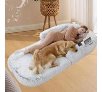 HUGDSB Cama Plegable for Perros, Ideal for Personas y Mascotas, de Felpa y Lavable, Ideal for Que los Adultos duerman la Siesta.(Light Gray)