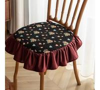 HUGDSB Cojín de Silla con Volantes Florales y Lazos, 2 Piezas de cojín de Asiento con Falda Antideslizante, cojín de Silla de Cena Suave Vintage for Silla de Comedor, 17,7" x 17,7"(RED2)