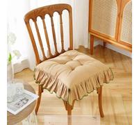 HUGDSB Cojín Floral con Volantes y Lazo, Estilo rústico, for Silla de Comedor, Cocina, 40,6 x 40,6 cm(Khaki,2Pcs)