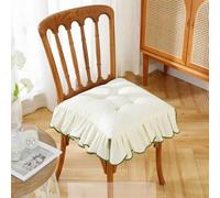 HUGDSB Cojín Floral con Volantes y Lazo, Estilo rústico, for Silla de Comedor, Cocina, 40,6 x 40,6 cm(Off-White,2Pcs)