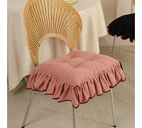 HUGDSB Cojín Floral con Volantes y Lazo, Estilo rústico, for Silla de Comedor, Cocina, 40,6 x 40,6 cm(Pink,2Pcs)