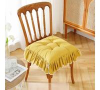 HUGDSB Cojín Floral con Volantes y Lazo, Estilo rústico, for Silla de Comedor, Cocina, 40,6 x 40,6 cm(Turmeric Yellow,2Pcs)