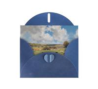 huge farm - Juego de tarjetas de felicitación azules impresas con sobres y calcomanías a juego